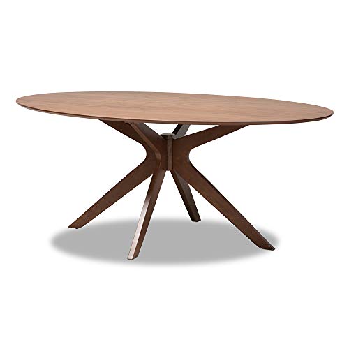 Mid-Century Modern Walnut Oval Dining Table 71-Inch