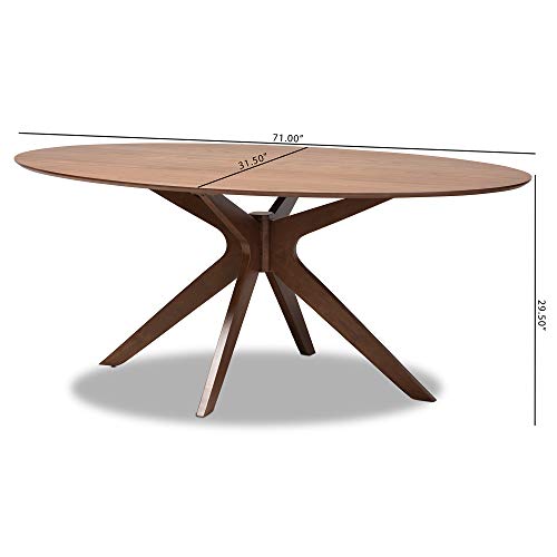 Mid-Century Modern Walnut Oval Dining Table 71-Inch