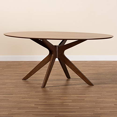 Mid-Century Modern Walnut Oval Dining Table 71-Inch