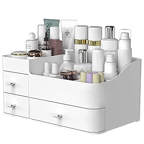 Makeup Organizer with Drawers,Large Capacity Countertop Organizer for Vanity,Bathroom and Bedroom Desk Cosmetics Organizer for Skin Care,Brushes, Eyeshadow, Lotions, Lipstick, Nail Polish and Jewelry