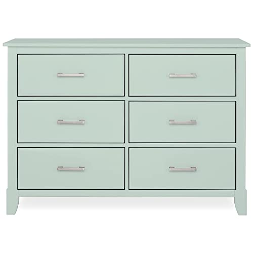 Dream On Me Universal Double Dresser in Light Grey, Kids Bedroom Dresser, Six Drawers, Mid-Century Modern, Made of Solid Pinewood, Easy Assembly