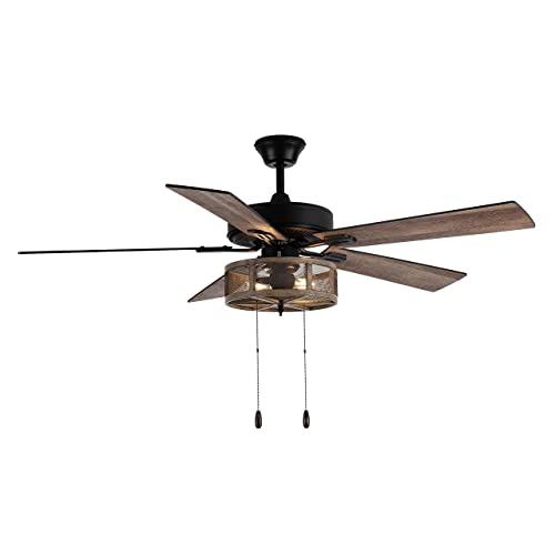 Brown 52 Inch Farmhouse LED Ceiling Fan