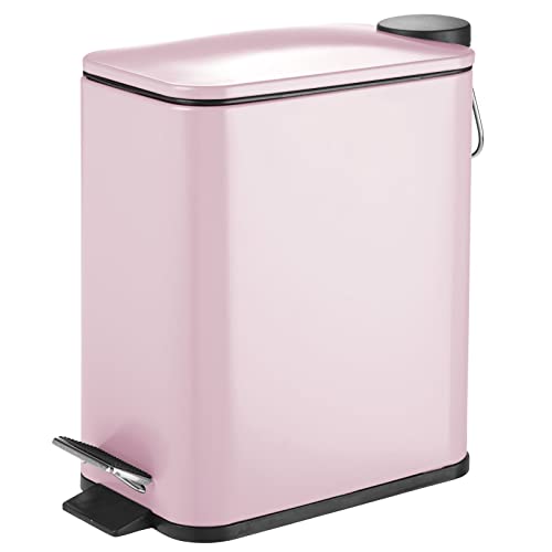 mDesign 5L Pink Rectangular Pedal Bin