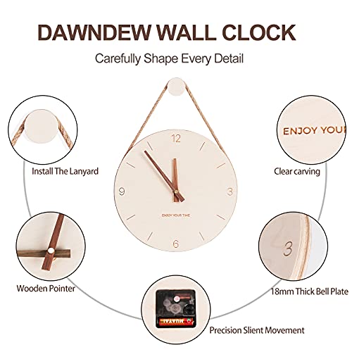 Wooden Wall Clock, 25.4 cm, Silent, Retro Style