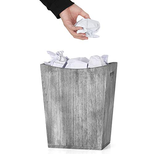 Rustic Wood Wastebasket with Handle for Any Room