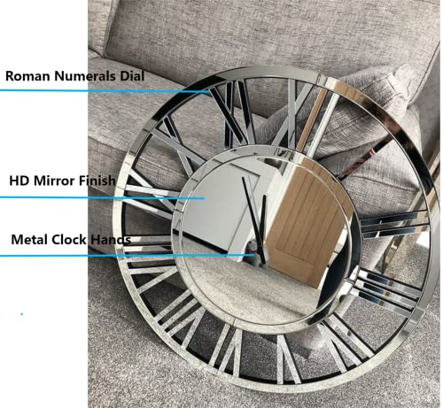 Large 32" Modern Wall Clock with Mirror Finish