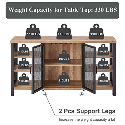 Industrial Wine Bar Cabinet with Rustic Oak Finish