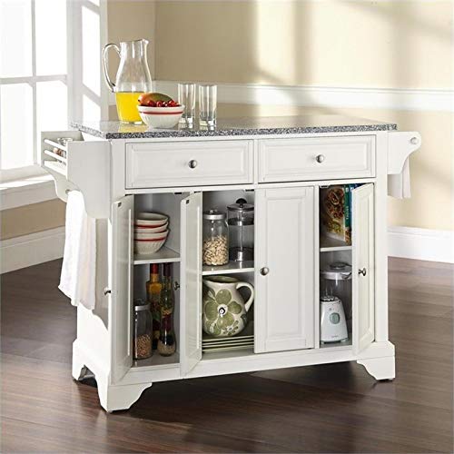Crosley Lafayette Kitchen Island with Gray Granite Top