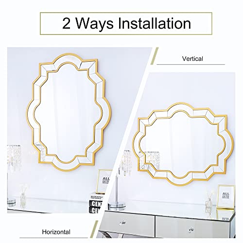Gold Beveled Edge Decorative Wall Mirror, 24" x 36
