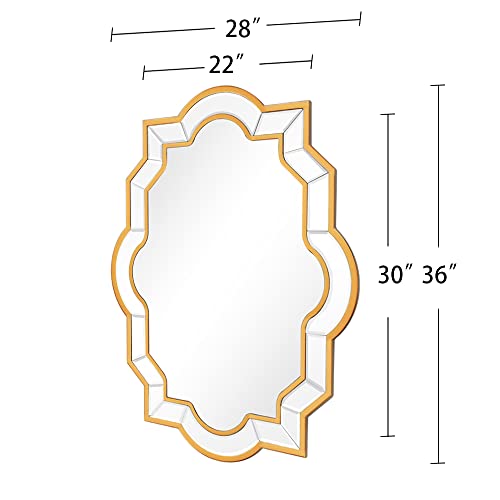 Gold Beveled Edge Decorative Wall Mirror, 24" x 36