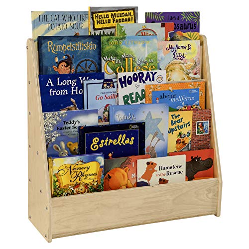 Contender 5 Shelves Single-Sided Bookcase Display Stand for Kids, Natural Birch Hardwood Kids’ Bookshelf, Bookshelf for Kids [Ready-to-Assemble]