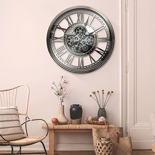 Large Industrial Steampunk Wall Clock with Gears