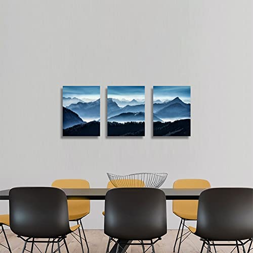 Blue Abstract Mountain Canvas Wall Art Set