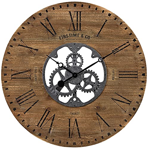FirsTime Shiplap Gears Vintage Wall Clock, 27