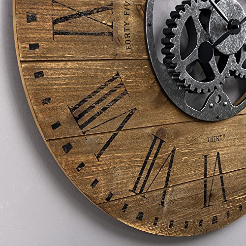 FirsTime Shiplap Gears Vintage Wall Clock, 27