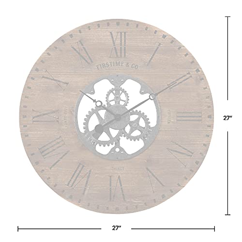 FirsTime Shiplap Gears Vintage Wall Clock, 27