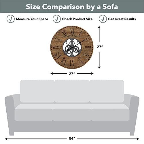 FirsTime Shiplap Gears Vintage Wall Clock, 27