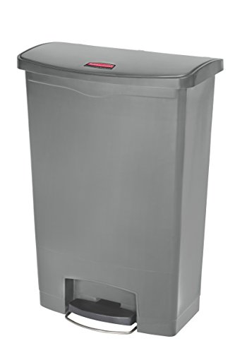Rubbermaid Commercial Products-1883606 Streamline Slim Step-On Plastic Trash Garbage Can, 24 Gallon, Gray
