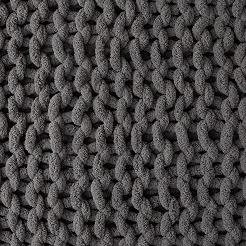 Light Grey Chunky Knit Throw Blanket 50" x 60
