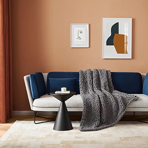 Light Grey Chunky Knit Throw Blanket 50" x 60