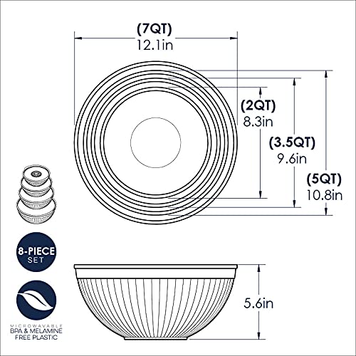 Coastal Colors 8-Piece Covered Bowl Set