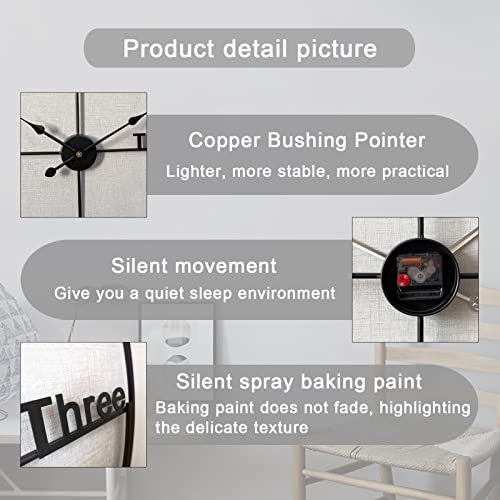 Large Silent Black Metal Wall Clock