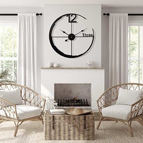 Large Silent Black Metal Wall Clock