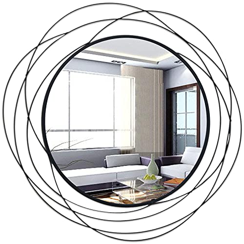 ironsmithn Wall Mirror Mounted Round Decorative Mirrors Circle for Bathroom Vanity, Living Room or Bedroom 26.8” x26.8” (Black)