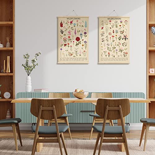 Vintage Floral Hanging Canvas Wall Art Set