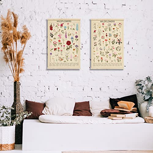 Vintage Floral Hanging Canvas Wall Art Set