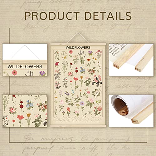 Vintage Floral Hanging Canvas Wall Art Set