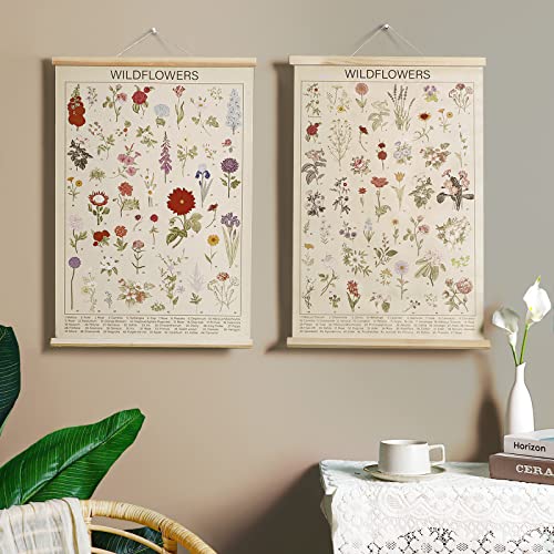Vintage Floral Hanging Canvas Wall Art Set