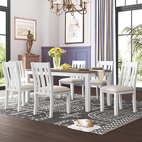 Merax Retro 7-Piece Dining Set with Extendable Table