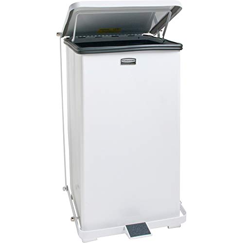 Rubbermaid Commercial Products Defenders Step-On Trash Can with Plastic Liner, 12-Gallon, White, Good with Infectious Waste in Doctors Office/Hospital/Medical/Healthcare Facilities