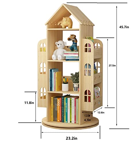 360-Degree Rotating Solid Wood Bookshelf for All