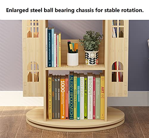 360-Degree Rotating Solid Wood Bookshelf for All