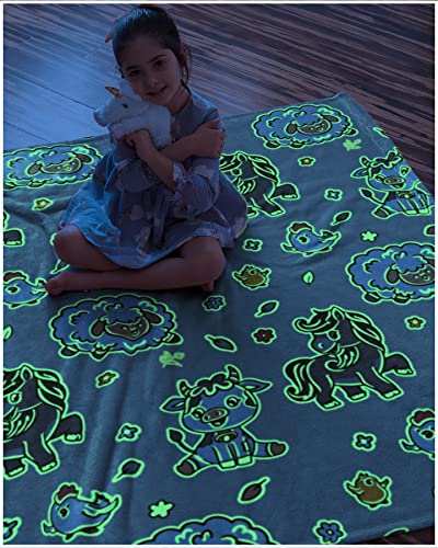 Glow in The Dark Farmhouse Animals Blanket