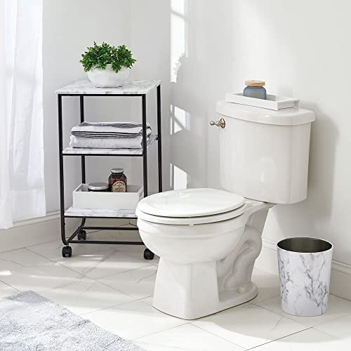 mDesign Marble Round Small Stainless Steel Trash Can