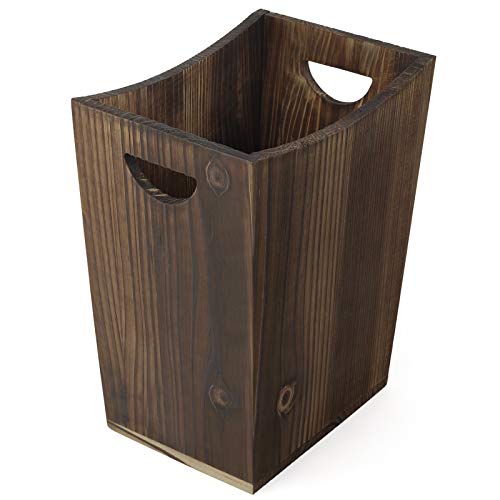Rustic Torched Wood Waste Basket for Any Room