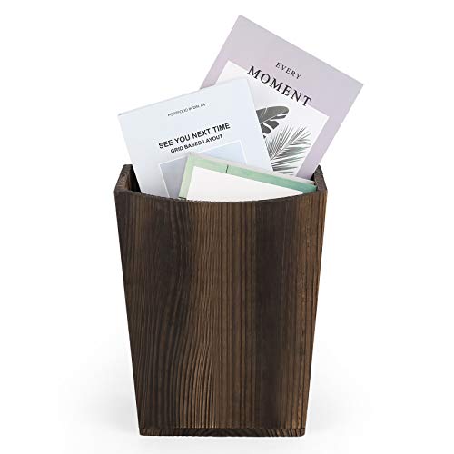 Rustic Torched Wood Waste Basket for Any Room