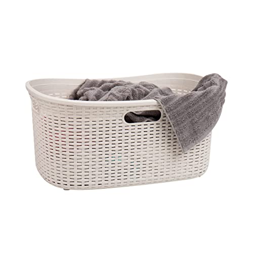 Mind Reader Basket Collection, Laundry Basket, 40 Liter (10kg/22lbs) Capacity, Cut Out Handles, Ventilated, Ivory