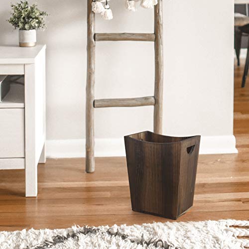 Rustic Torched Wood Waste Basket for Any Room