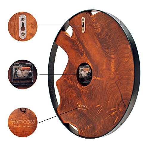 Gamoora 16” Rustic Wood Wall Clock – Live Edge Design