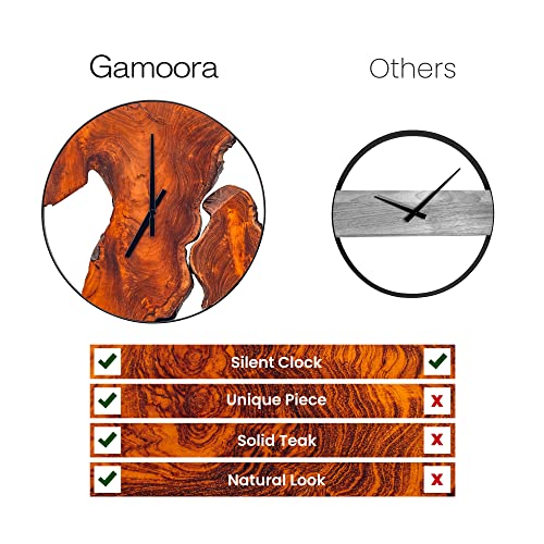 Gamoora 16” Rustic Wood Wall Clock – Live Edge Design