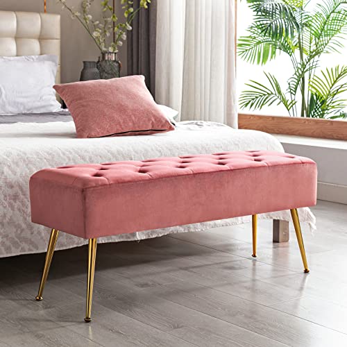 Velvet Pink Entryway and Living Room Bench