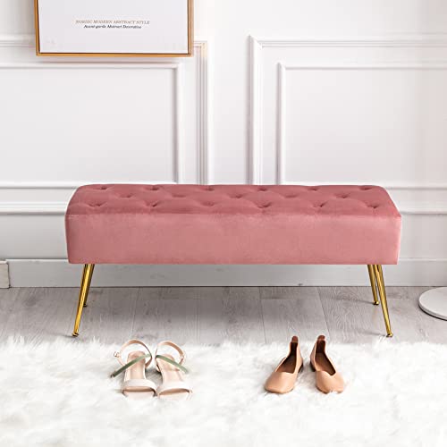 Velvet Pink Entryway and Living Room Bench