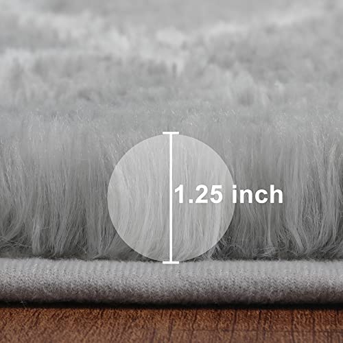 Light Grey Fuzzy Shag Area Rug 6x9