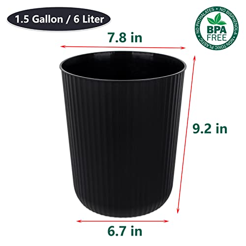 Compact 1.5 Gallon Round Trash Can - Black