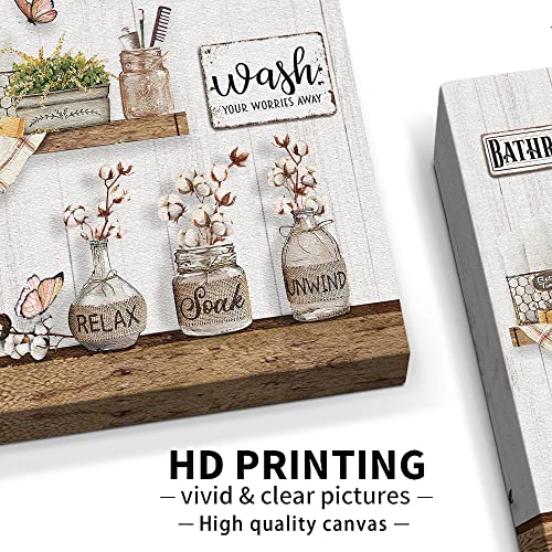 Rustic Flower and Butterfly Bathroom Wall Art