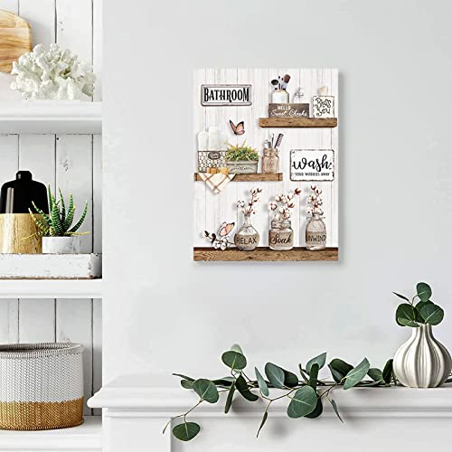 Rustic Flower and Butterfly Bathroom Wall Art